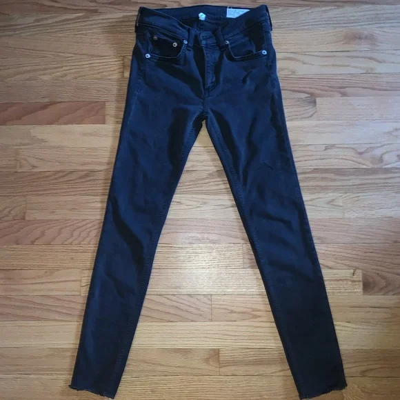 Rag & Bone Skinny Ankle Black Raw Hem Size 26 - Picture 9 of 15